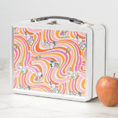 Snoopy & Woodstock Groovy Vibes Orange Pattern Metall Brotdose (Beispiel)