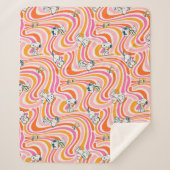 Snoopy & Woodstock Groovy Vibes Orange Pattern Sherpadecke (Vorderseite)