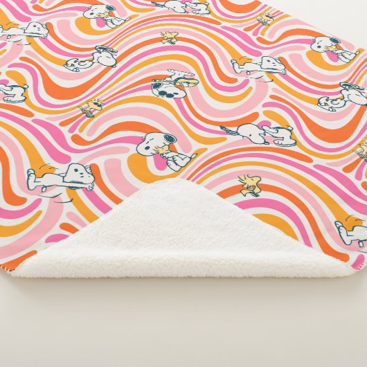 Snoopy & Woodstock Groovy Vibes Orange Pattern Sherpadecke (3/4)