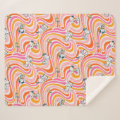 Snoopy & Woodstock Groovy Vibes Orange Pattern Sherpadecke (Vorderseite (Horizontal))