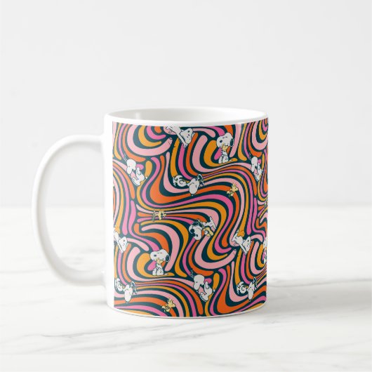 Snoopy & Woodstock Groovy Vibes Purple Pattern Kaffeetasse (Links)