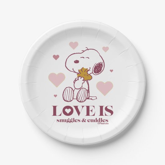 Snoopy & Woodstock - Liebe ist Schnurrbart & Cuddl Pappteller (Vorderseite)