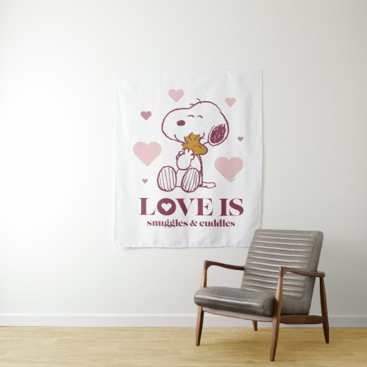 Snoopy & Woodstock - Liebe ist Schnurrbart & Cuddl Wandteppich (Beispiel)