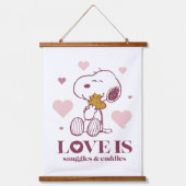 Snoopy & Woodstock - Liebe ist Schnurrbart & Cuddl Wandteppich Mit Holzrahmen (Vorderseite)