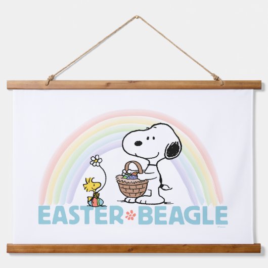 Snoopy & Woodstock - Ostern Beagle Wandteppich Mit Holzrahmen (Vorne)