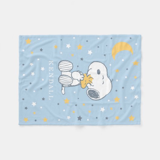 Snoopy & Woodstock | Over the Moon Baby Shower Fleecedecke (Vorderseite (Horizontal))