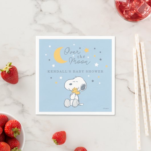Snoopy & Woodstock | Over the Moon Baby Shower Nap Serviette (Beispiel)
