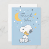 Snoopy & Woodstock | Over the Moon Baby Shower Tha Dankeskarte (Vorne/Hinten)