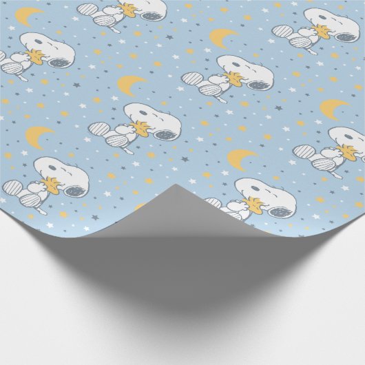Snoopy & Woodstock | Over the Moon Baby Shower Wra Geschenkpapier (Ecke)