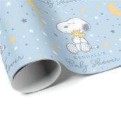 Snoopy & Woodstock | Over the Moon Baby Shower Wra Geschenkpapier (Rolleneckpunkt)