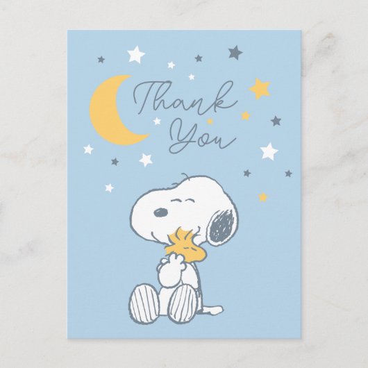 Snoopy & Woodstock Over the Moon Thank You Postcar Postkarte (Vorderseite)