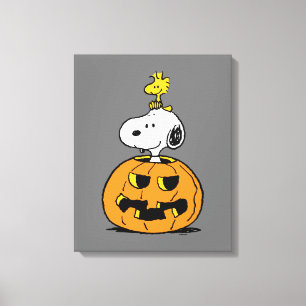 Snoopy & Woodstock Pumpkin Leinwanddruck