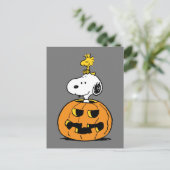 Snoopy & Woodstock Pumpkin Postkarte (Stehend Vorderseite)