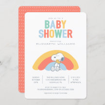 Snoopy & Woodstock Rainbow Baby Einladung