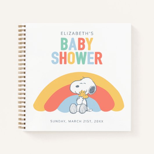 Snoopy & Woodstock Rainbow Baby Shooting Guest Lis Notizblock (Vorderseite)