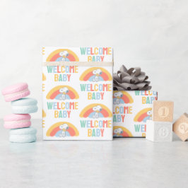 Snoopy & Woodstock Rainbow Baby Shower Wrapping Pa Geschenkpapier