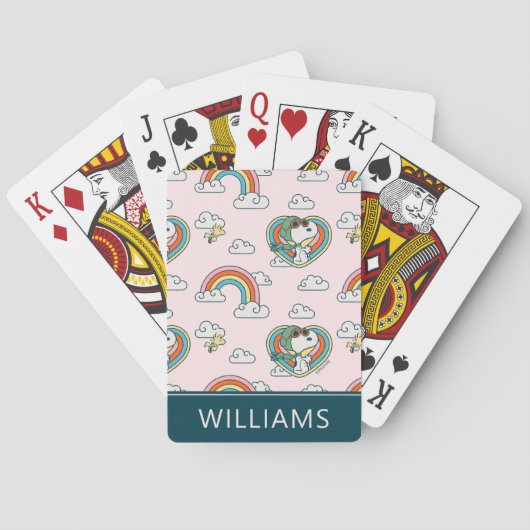 Snoopy & Woodstock Rainbow Herz Pattern Cards Spielkarten (Rückseite)