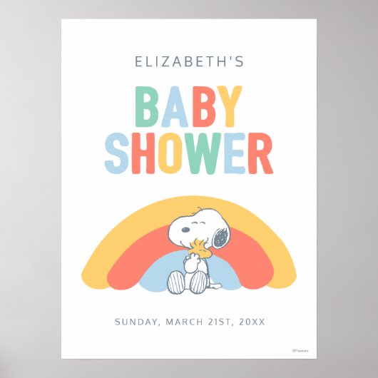 Snoopy & Woodstock Regenbogen-Baby-Party Poster (Vorne)