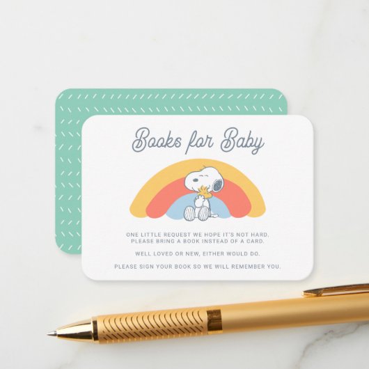 Snoopy & Woodstock Regenbogen-Bücher für Baby Begleitkarte (Vorderseite/Rückseite Beispiel)