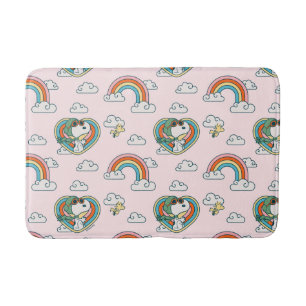 Snoopy & Woodstock Regenbogen Herzmuster Badematte