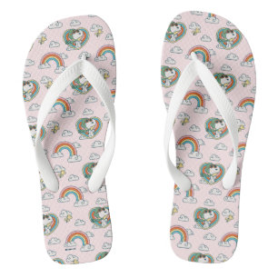Snoopy & Woodstock Regenbogen Herzmuster Badesandalen