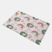 Snoopy & Woodstock Regenbogen Herzmuster Fußmatte (Schrägansicht)