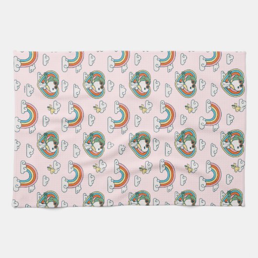 Snoopy & Woodstock Regenbogen Herzmuster Geschirrtuch (Horizontal)