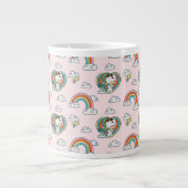 Snoopy & Woodstock Regenbogen Herzmuster Jumbo-Tasse (Vorderseite)