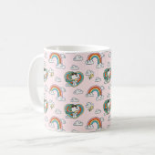 Snoopy & Woodstock Regenbogen Herzmuster Kaffeetasse (Vorderseite Links)