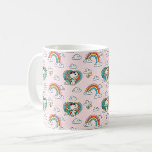 Snoopy & Woodstock Regenbogen Herzmuster Kaffeetasse