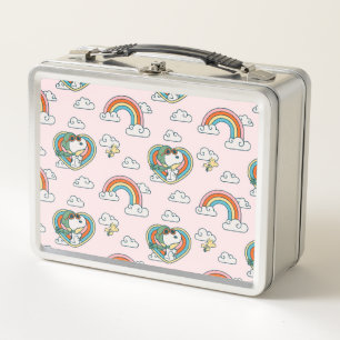 Snoopy & Woodstock Regenbogen Herzmuster Metall Brotdose