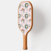 Snoopy & Woodstock Regenbogen Herzmuster Pickleball Schläger (Links)