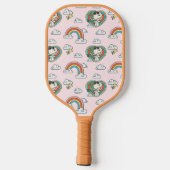 Snoopy & Woodstock Regenbogen Herzmuster Pickleball Schläger (Rückseite)