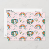 Snoopy & Woodstock Regenbogen Herzmuster Postkarte (Vorne/Hinten)