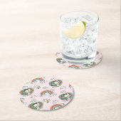 Snoopy & Woodstock Regenbogen Herzmuster Runder Pappuntersetzer (Vor Ort)