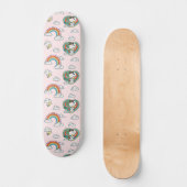 Snoopy & Woodstock Regenbogen Herzmuster Skateboard (Vorderseite)