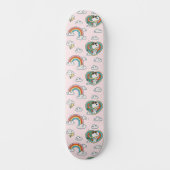 Snoopy & Woodstock Regenbogen Herzmuster Skateboard (Vorderseite)