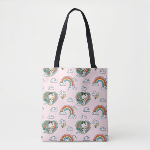 Snoopy & Woodstock Regenbogen Herzmuster Tasche
