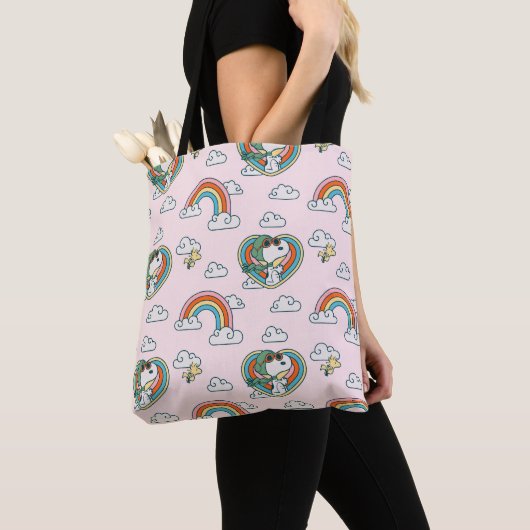 Snoopy & Woodstock Regenbogen Herzmuster Tasche (Von Nahem)