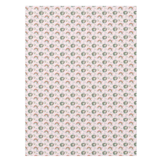 Snoopy & Woodstock Regenbogen Herzmuster Tischdecke (Vorderseite)