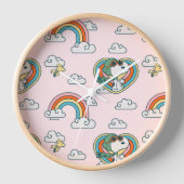 Snoopy & Woodstock Regenbogen Herzmuster Uhr (Vorderseite)