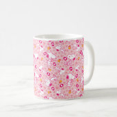 Snoopy & Woodstock rosa Herz Muster Kaffeetasse (VorderseiteRechts)