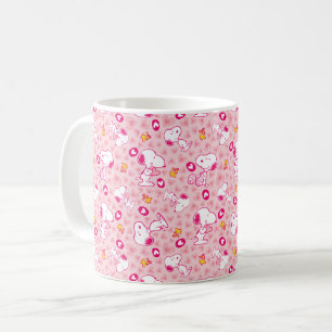 Snoopy & Woodstock rosa Herz Muster Kaffeetasse