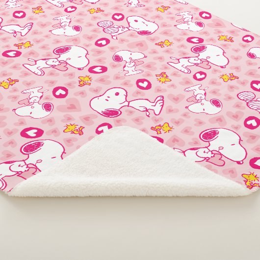 Snoopy & Woodstock rosa Herz Muster Sherpadecke (3/4)