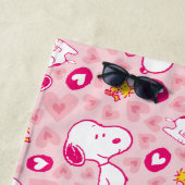 Snoopy & Woodstock rosa Herz Muster Strandtuch (Beispiel)