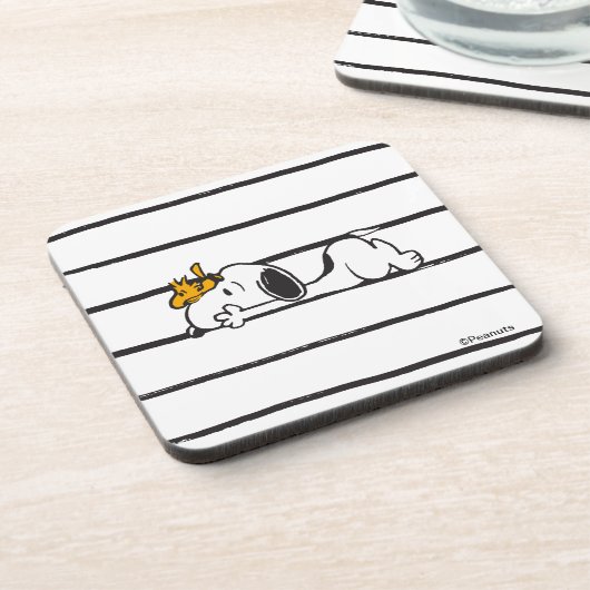 Snoopy & Woodstock | Smile Giggle Laugh Getränkeuntersetzer (Linke Seite)