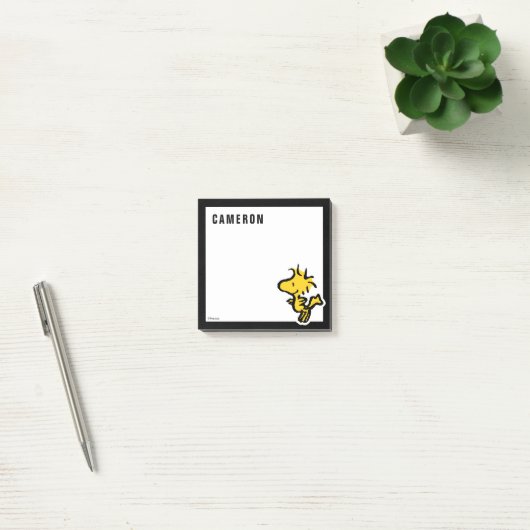 Snoopy & Woodstock Spaß & Blume | Name hinzufügen Post-it Klebezettel (Büro)