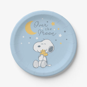 Snoopy & Woodstock   Über den Mond Baby Shower Pap Pappteller