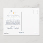 Snoopy & Woodstock Über den Mond Danke Postkarte (Rückseite)