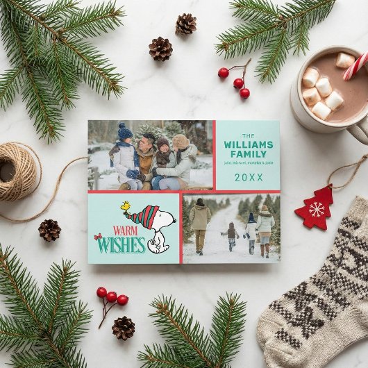 Snoopy & Woodstock Weihnachtsfamilie FotoCollage Feiertagskarte